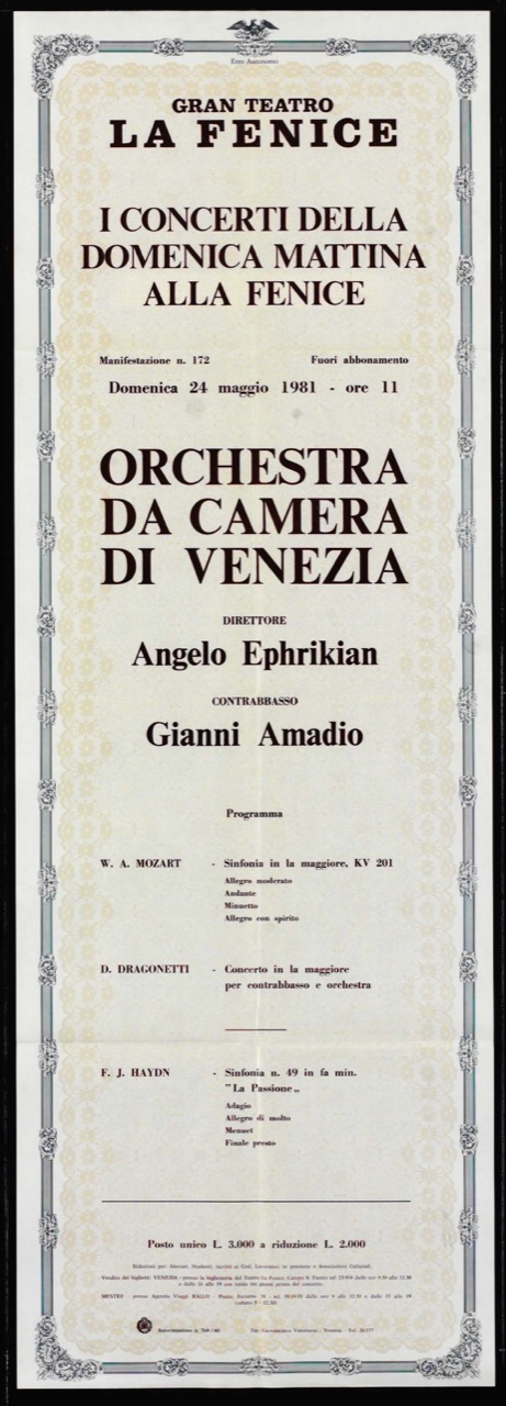 Fondazione Teatro La Fenice Archivio Storico I Concerti Della Domenica Mattina Alla Fenice Locandine